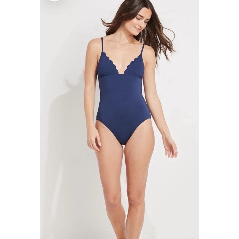Vineyard Vines Deep Blue Scallop One Piece Swimsuit Sz Small